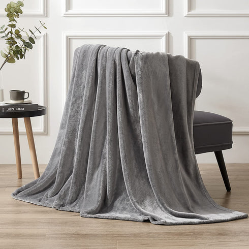 Hansleep Flannel Fleece Throw Blanket Twin Size, Super Soft Fluffy Bed Plush Blanket Throw, Luxury Fuzzy Cozy Couch Blanket for All Seasons (Grey, Twin 60x80)