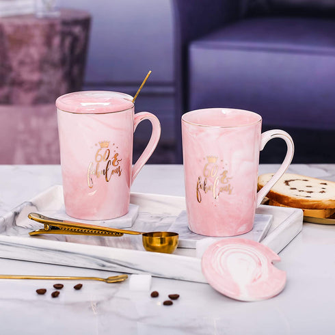 ShinnyWis 60 and Fabulous Mug - 60th Birthday Gifts for Women - 60th Gift Idea for Women Her Wife Mom Grandma Sister BFF Friend 14oz birthday Mug