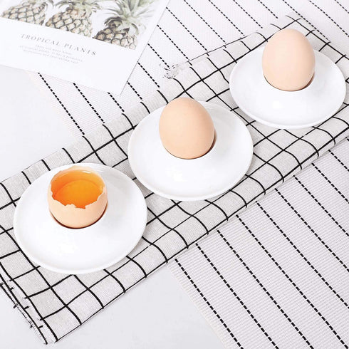 ComSaf Porcelain Egg Cups Plates with Base, Soft Boiled Egg Cup Holders White, Pack of 6