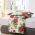 Flower Quilt Set Full/Queen Size ,3 Pcs Poinsettia Floral Quilts Lightweight Reversible Red Christmas Flower Bedspread Coverlet New Year Holiday Bedding with Pillow Shams