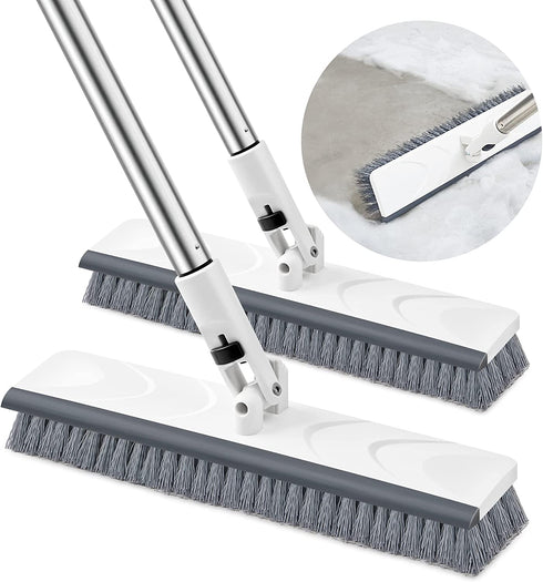 Keypan 2 Pack Scrub Brush for Cleaning, Floor Scrub Brush with Long Handle 50" and Adjustable Head, Cleaning Scrubber Brush for Shower Deck Bathtub Tub Tile Grout Bathroom Patio Kitchen