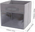 DIMJ Cube Storage Bins, 3 Packs Clear Window Fabric Storage Bin Organizer for Closet Shelves Home Storage Cubes Organizer with Handles