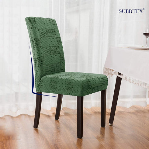 subrtex Dining Chair Slipcovers Various Jacquard Stretch Chair Covers Removable Parsons High Back Chair Protector for Kitchen (Pack of 4, Various Green)