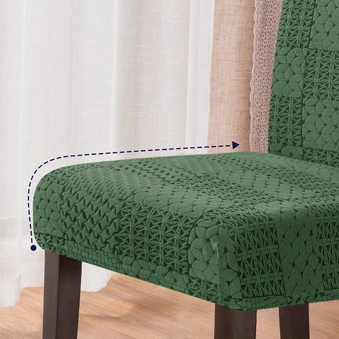 subrtex Dining Chair Slipcovers Various Jacquard Stretch Chair Covers Removable Parsons High Back Chair Protector for Kitchen (Pack of 4, Various Green)