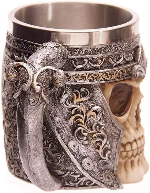 eoocvt Stainless Steel Skull Mug 3D Design Creepy Skull Coffee Mug Skeleton Tankard Cup