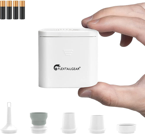 FLEXTAILGEAR Battery-Powered Tropo 2 Portable Electric Tiny Air Pump Quick Backpacking Small Inflator Deflator for Air Bed Mattress, Sleeping Pad, Swimming Ring, Pool Inflatables, Vacuum Bags (White)