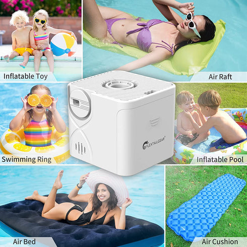 FLEXTAILGEAR Battery-Powered Tropo 2 Portable Electric Tiny Air Pump Quick Backpacking Small Inflator Deflator for Air Bed Mattress, Sleeping Pad, Swimming Ring, Pool Inflatables, Vacuum Bags (White)
