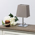 Simple Designs LT2062-GRY Mini Chrome Squared Empire Fabric Shade Table Lamp, Gray