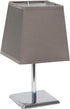 Simple Designs LT2062-GRY Mini Chrome Squared Empire Fabric Shade Table Lamp, Gray