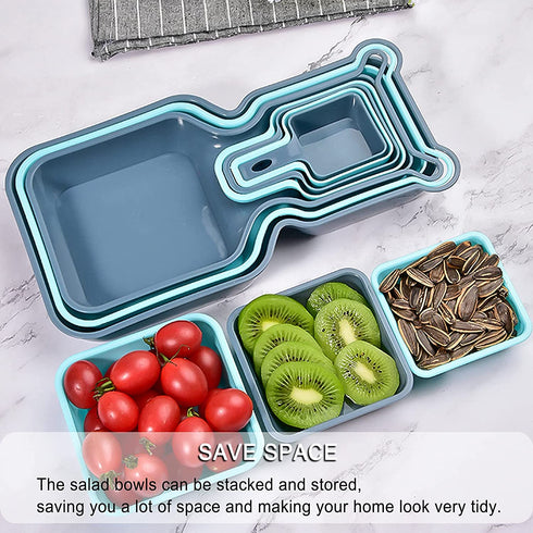 YJHome Plastic Mixing Bowl Set 10 Set Salad Mix Stackable Trays Nesting Bowls Measuring Bowls Blue Reusable Snack Tray Rectangle Food Storage Food Grade For Camping Kitchen Cooking Baking