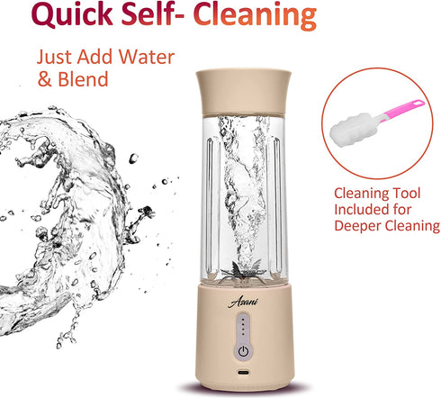 Portable Blender for Shakes and Smoothies, USB Rechargeable Personal Blender, Mini Blender with a 17.6oz Capacity, Strong Stainless-Steel Blades, and Powerful Motor, For Travel, Camping, Gym (Milk)