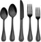 LIANYU 20-Piece Black Silverware Set for 4, Stainless Steel Flatware Cutlery Set with Pearled Edge, Home Kitchen Restaurant Tableware Utensils Include Knives Spoons Forks, Dishwasher Safe