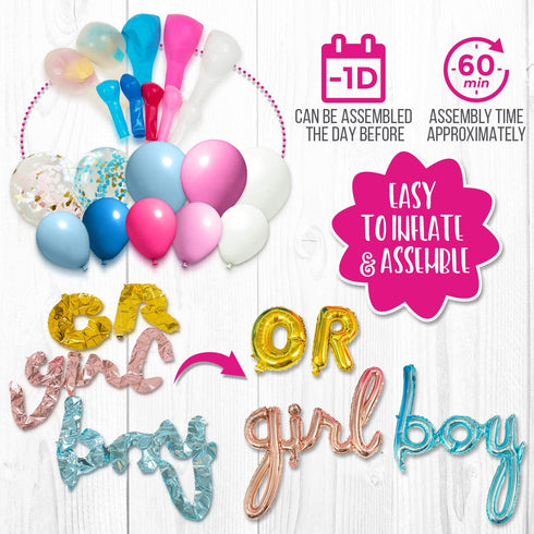 Nappy Times Baby Gender Reveal Party Supplies 2x Pink OR 2x Blue Fillable Gender Reveal Confetti Cannon | Easy to Set Up Gender Reveal Decorations with Pink and Blue Gender Reveal Balloons