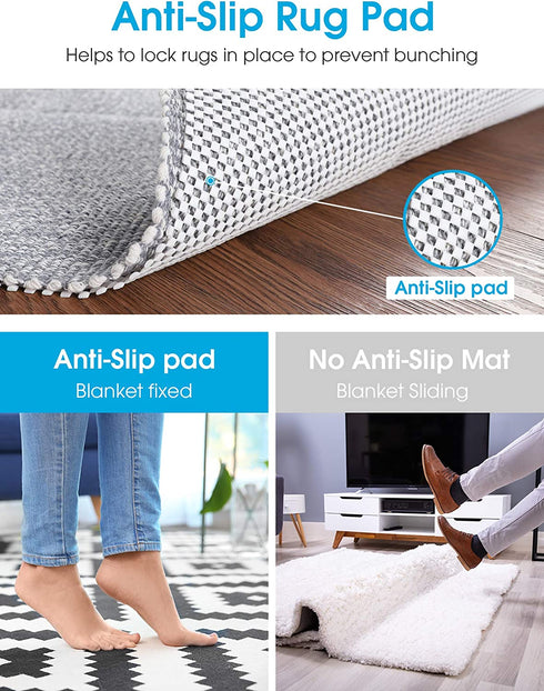 Puroma Non-Slip Area Rug Pad, 5 x 7 Ft Extra Thick Rug Pads Protective Cushioning Pad for Hardwood Floors, White