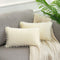 WLNUI Set of 2 Soft Velvet Lumbar Ivory White Pillow Covers 12x20 Inch Decorative Cute Pom Poms Throw Pillow Covers Cushion Case for Sofa Couch Home Farmhouse Decor