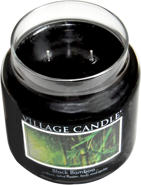 Village Candle Black Bamboo Large Glass Apothecary Jar Scented Candle, 21.25 oz, 21 Ounce