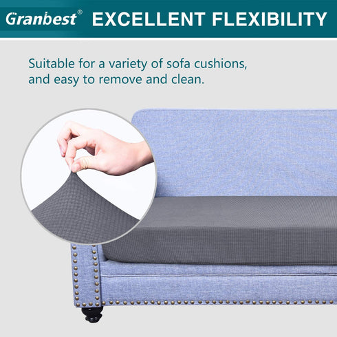 Granbest Premium Water-Repellent Couch Seat Cushion Cover, High Stretch Jacquard Fabric Sofa Seat Slipcover Protectors (Light Gray, Sofa Cushion)