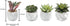 MyGift Miniature Artificial Succulents, Indoor Fake House Plants in Round White Geometric Ceramic Pots, Set of 4