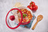 IMUSA USA 3.2Qt Red Ceramic Nonstick Caldero (Dutch Oven) with Silicone Rim & Glass Lid