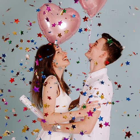 Premium Confetti Cannon - 4 Pack Multicolored | 1x Streamer Cannons and 3x Star Confetti Poppers | Launches 20-25ft | Party Poppers for Celebrations - Birthday, Graduation, New Year's Eve, Wedding