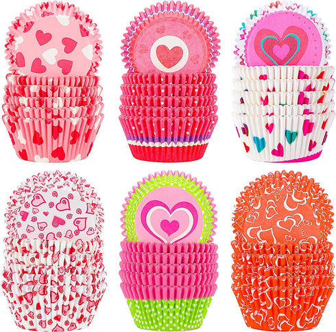 600Pcs Valentine's Day Cupcake Liners Red Heart Cupcake Wrappers for Baking, Standard Size Paper Baking Cups Small Muffin Liners Candy Cup for Valentine's Day Wedding Holiday Themed Party Decor