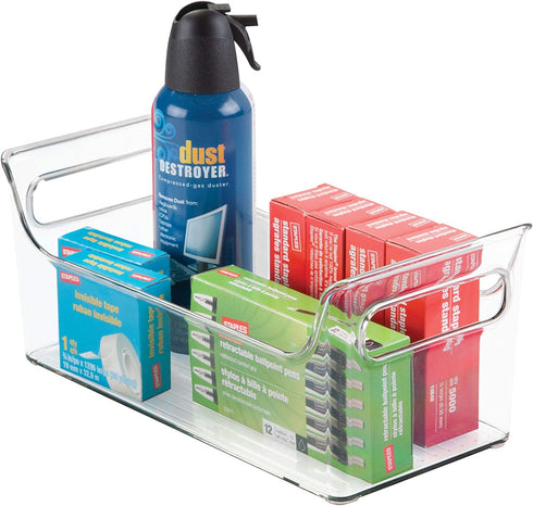 iDesign 72530 Fridge Plastic Storage Organizer Bin with Handles, Clear Container for Food, Drinks, Produce, Pantry Organization, BPA-Free, 5.5" x 11.25" x 5", Clear