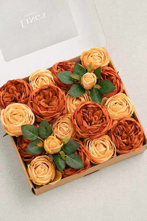 Ling's moment Artificial Flowers Silk Austin Roses Silk Flowers Fake Roses w/Stem for Wedding Bouquets Centerpieces Party Home Decoration