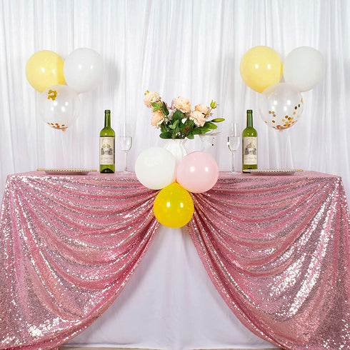 Pink Gold Square Tablecloth 72x72-Inch Sequin Tablecloth Birthday Decor Baby Shower Table Cloths for Parties Wedding Tablecloths Fuchsia Pink Table Skirts for Round Tablecloth (72"x72", Pink Gold)
