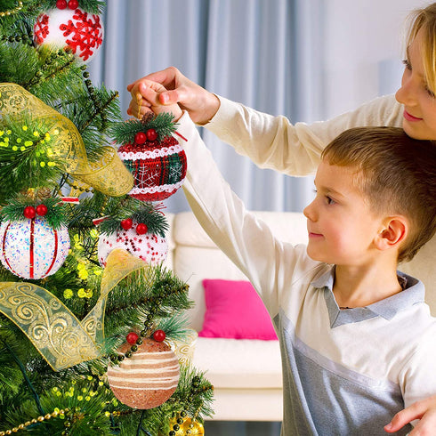 Aneco 12 Pack Christmas Ball Ornaments Xmas Balls Baubles Set Assorted Styles Foam Christmas Tree Baubles with Pine Cones and Berries for Holiday Wedding Party Decoration