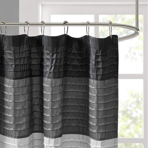 Amherst Fabric Black Shower Curtain ,Pieced Transitional Simple Shower Curtains for Bathroom , 72 X 72