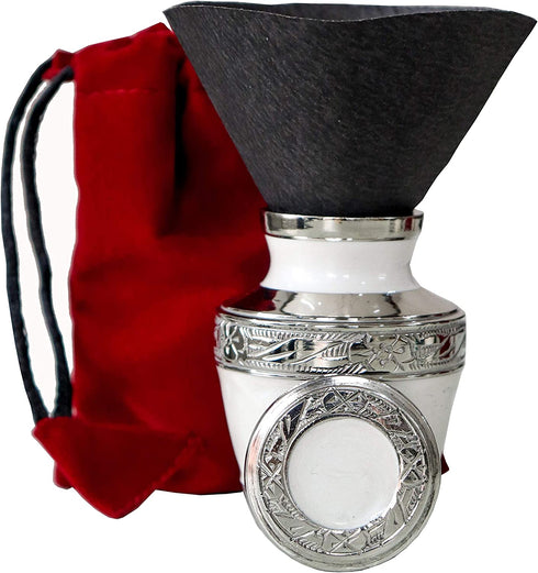 THE ASCENT MEMORIAL Miniature Urns for Human Ashes Men and Women Gift Pack of Pearl White Small Keepsake Funeral Ash Container for Human Remains with Velvet Carry Bag a Paper Funnel