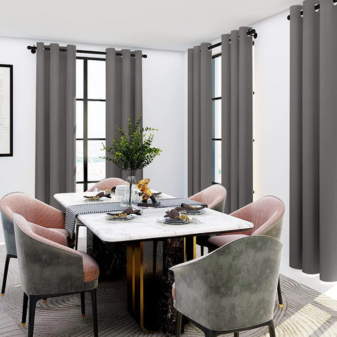 Deconovo Thermal Insulted Grey Blackout Curtains & Drapes, Noise Reduction Grommet Window Treatment Panels for Bedroom (42x63 in, 2 Panels)