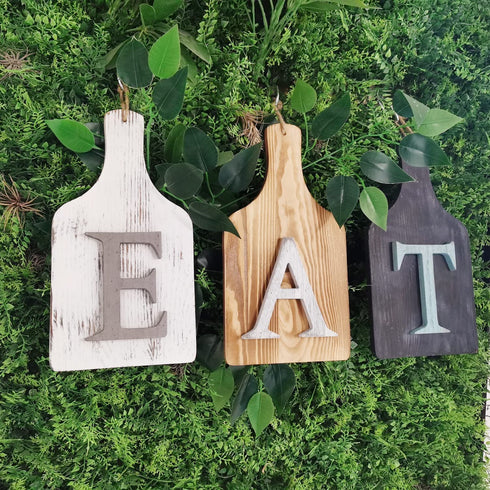 HoreZer ETA Sign Wall-Decor, Rustic Cutout EAT Letter Sign Wood Decorative Hanging Board for Kitchen/Home,EAT Sign Decorative Hanging Wooden Letters, Country Wall Art (3 Pieces)