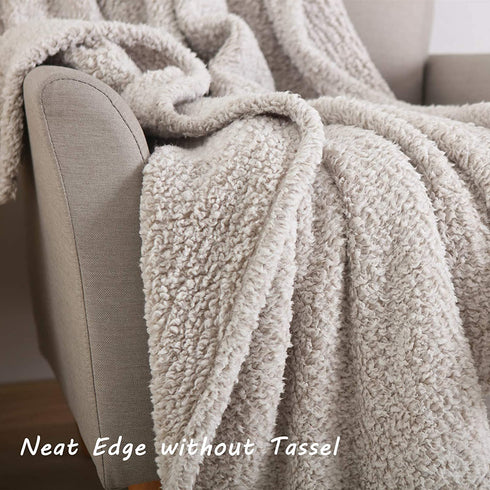 Ultra Soft Cozy Sherpa Throw Blanket, 2 Tones Ombre Light Brown Pattern Reversible, Light Weight Warm Decorative Boho Style Throw Blanket Cover for Sofa, Couch, Bedroom,Travel, 50?x60?
