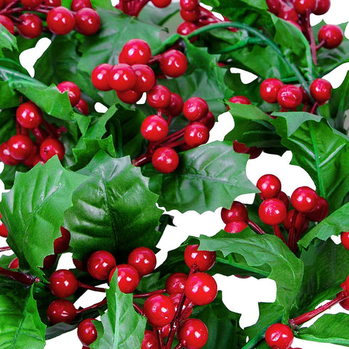 Attmu Christmas Garland - 5.9FT Artificial Red Berry Garland for Indoor Outdoor Home Winter Christmas Decorations Xmas Holiday New Year Fireplace Stairs Mantel Table Decor