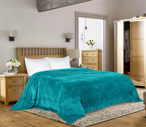Utopia Bedding Fleece Blanket King Size Turquoise 300GSM Luxury Fuzzy Soft Anti-Static Microfiber Bed Blanket