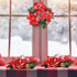 2 Pcs 10 Inch Christmas Poinsettia Candle Holder Centerpiece Red Poinsettia Christmas Candle Rings with 2 Pcs Christmas Candle Holders Glass for Home Party Christmas Table Mantel Decorations(Red)