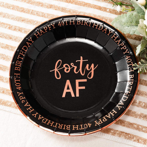 Crisky 40th Birthday Plates Rose Gold Women 40th Birthday Decorations Dessert, Buffet, Cake, Lunch, Dinner Plates for 40th Birthday Party Supplies, Forty XX, Happy 40th Birthday! 50 Count, 9" Plate