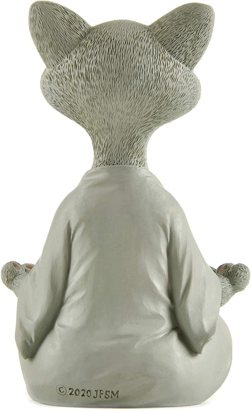 Whimsical Grey Buddha Cat Figurine Meditation Yoga Collectible - Happy Cat Collection - Cat Lover Gifts for Women, Cat Lover Gifts for Men, Meditation Decor, Yoga Decor