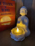 OakiWay Meditation Decor - Buddha Statue & Lotus Flower Candle Holder W/ Flickering Led Candle - Spiritual Decor, Zen/Yoga Accessories, Feng Shui/Spa/Japanese/Boho Decor, Relaxing Gifts for Women