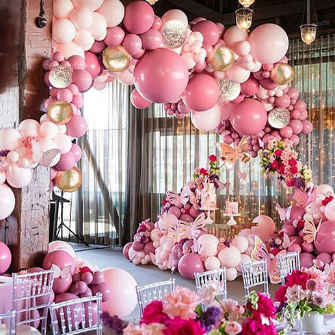 Pateeha Pink Balloon Garland 130 Pcs Baby Shower Decorations for Girl Dusty Rose Gold Metallic Double Stuffed Balloon Arch Kit for Wedding Bridal Shower Birthday Party Decorations