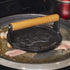 Chef's Secret 7-Inch Preseasoned Cast Iron Bacon Press, Durable Kitchen Tool with Pig Logo and Wood Handle
