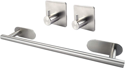 M V VOIMAKAS Self Adhesive Towel Rack Set for Bathroom, 3M 304 Stainless Steel Brushed Nickel Kitchen Towel Bar for Washroom Glass Ceramic Tile Wall Mounted 15.7in