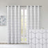 Intelligent Design Raina Total Blackout Metallic Print Grommet Top Single Curtain Panel Thermal Insulated Light Blocking Drape for Bedroom Living Room and Dorm, 50x84, White/Silver 1 Piece