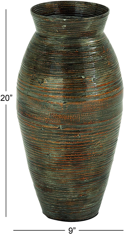 Deco 79 Imports 48995 Beautiful Lacquer Bamboo Vase Brown 9" D x 9" W x 20" H