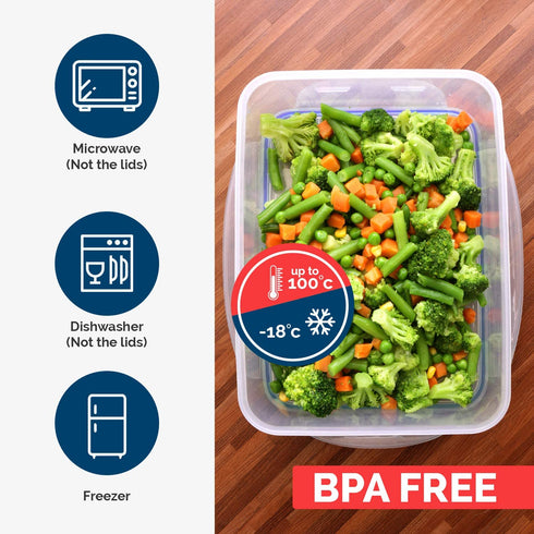 Utopia Kitchen 18 Pieces Plastic Food Containers set (9 Containers and 9 Lids) Food Storage Containers with Airtight Lids - Reusable & Leftover Food Lunch Boxes - Leak Proof,Freezer & Microwave Safe