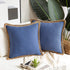 Phantoscope Pack of 2 Farmhouse Decorative Throw Pillow Covers Burlap Linen Trimmed Tailored Edges Navy Blue 22 x 22 inches, 55 x 55 cm