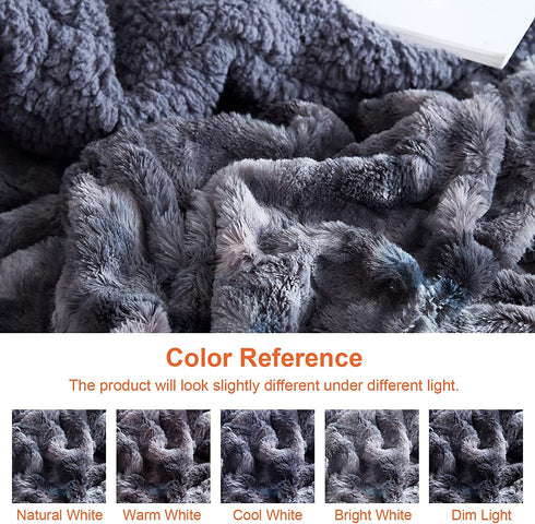 EHEYCIGA Faux Fur Sherpa Blanket Throw, Grey Tie-dye Fuzzy Plush Fluffy Soft Sherpa Fleece Throw Blanket for Sofa, Couch and Bed- 50x65 Inches
