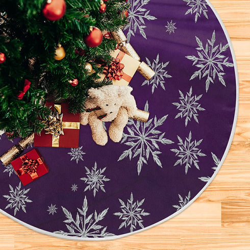 Vozoza Christmas Snowflake Purple Tree Skirt, Seasonal Tree Mat Holiday Party Supplies Ornaments Indoor Outdoor Decorations for Tabletop Trees 35.4 Inches B02X20046