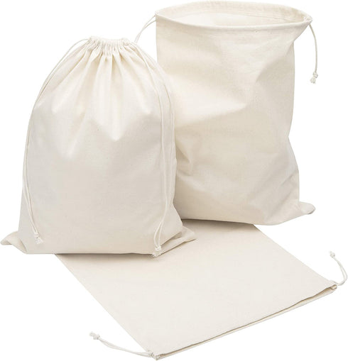 100 Percent Cotton Muslin Drawstring Bags 6/12/24 Pack For Storage Pantry Gifts Shoes